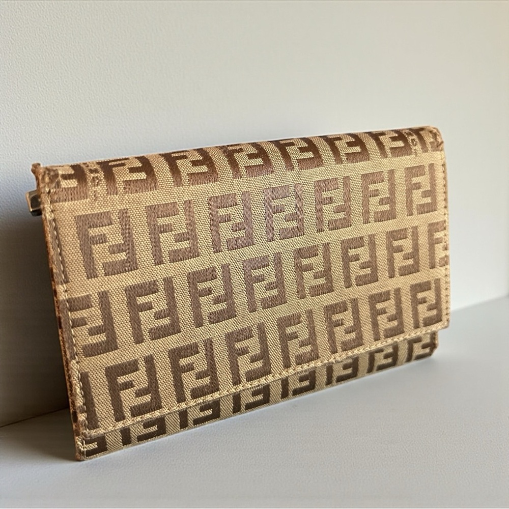 Vintage Fendi FF Zucca Monogram Canvas Wallet. With COA